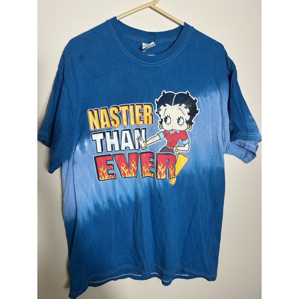 Betty Boop 2002 Tee Nastier Than Ever Blue Tie Dye L